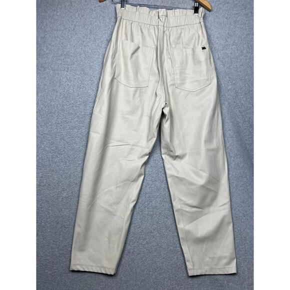 90s Zara High Waist Paper Bag Wide Leg Faux Leather Pants Womens Size 8 Oversize - Picture 2 of 12